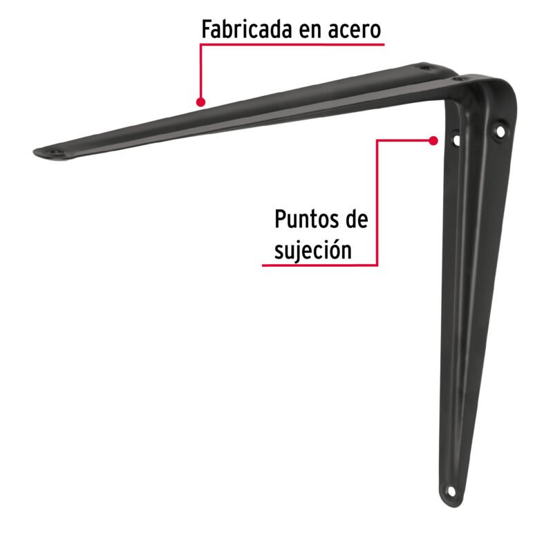 ME-12NFC1.jpg Código: 44454 Ménsula de acero negra 10 x 12', Fiero ME-12N