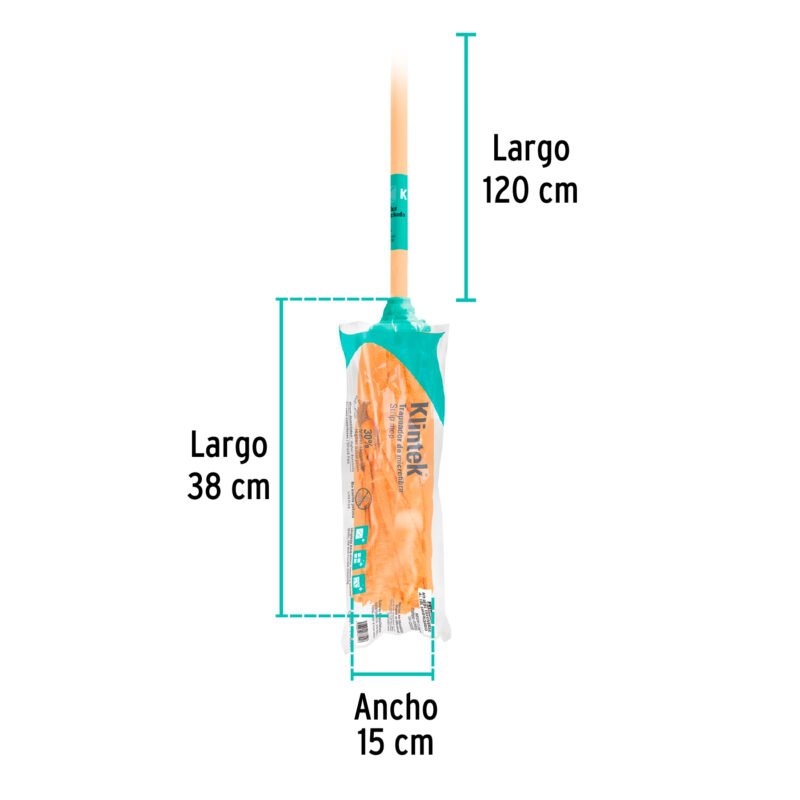 Código: 57022 Trapeador de microfibra tipo toalla, bastón 120 cm, KLINTEK MECH-175S