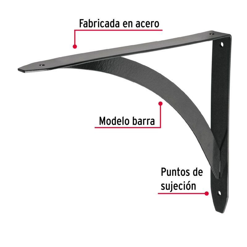 MED-10NBFC1.jpg Código: 47699 Ménsula reforzada negra 8 x 10' diseño barra, Fiero MED-10NB
