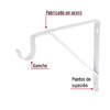 Código: 47706 Ménsula reforzada blanca 11 x 12' con gancho, Fiero MED-12BG