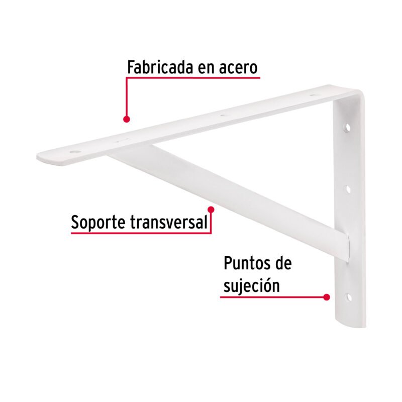 MER-12BFC1.jpg Código: 44670 Ménsula de acero reforzada blanca 8 x 12', Fiero MER-12B