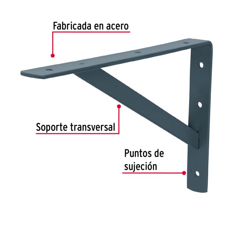 MER-12GFC1.jpg Código: 44673 Ménsula de acero reforzada gris 8 x 12', Fiero MER-12G