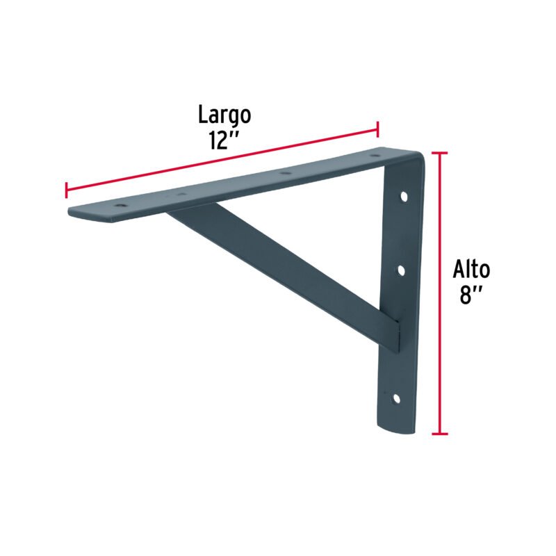 MER-12GFC2.jpg Código: 44673 Ménsula de acero reforzada gris 8 x 12', Fiero MER-12G