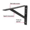 Código: 44676 Ménsula de acero reforzada negra 8 x 12', Fiero MER-12N