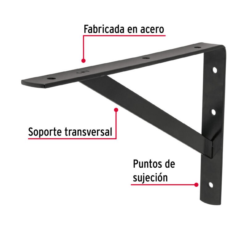 MER-12NFC1.jpg Código: 44676 Ménsula de acero reforzada negra 8 x 12', Fiero MER-12N