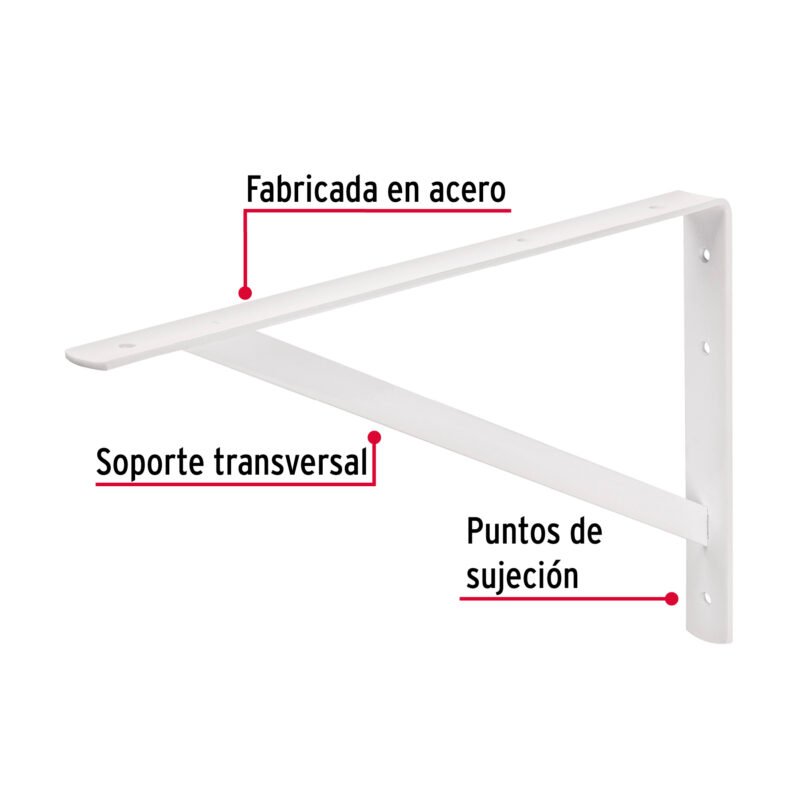 MER-16BFC1.jpg Código: 44671 Ménsula de acero reforzada blanca 10 x 16', Fiero MER-16B