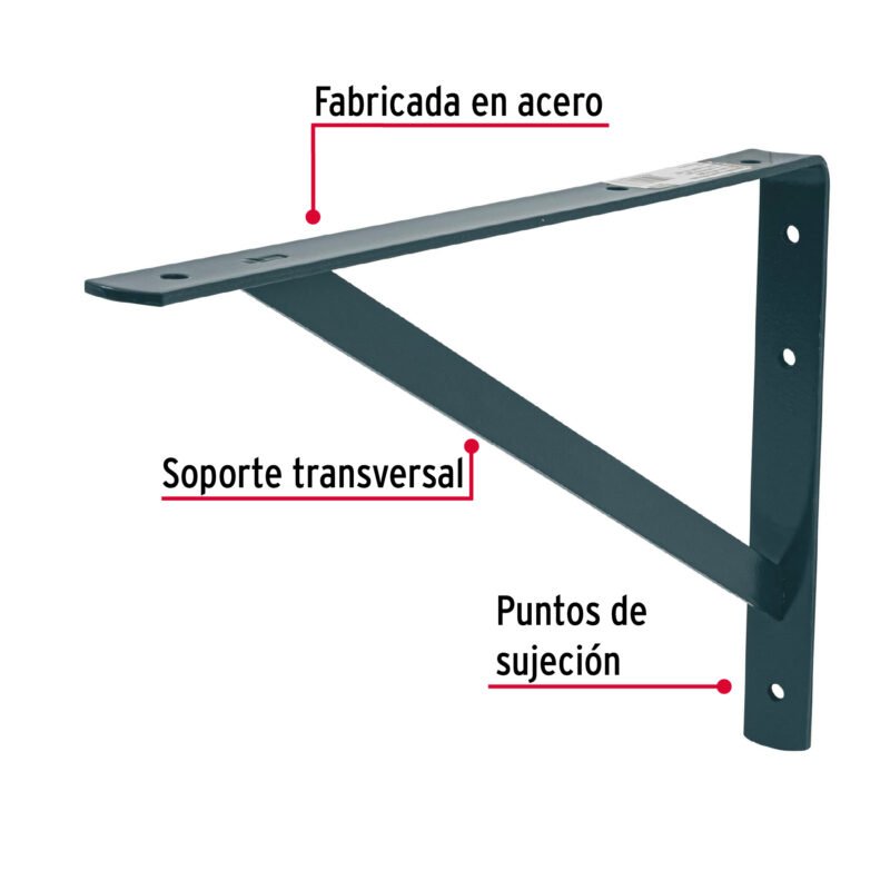 MER-16GFC1.jpg Código: 44674 Ménsula de acero reforzada gris 10 x 16', Fiero MER-16G