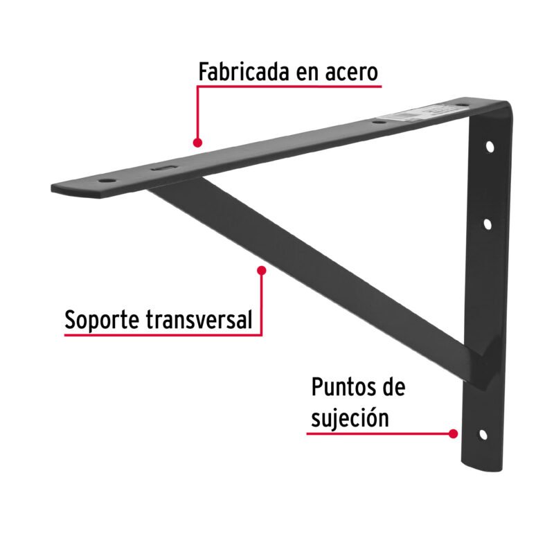 MER-16NFC1.jpg Código: 44677 Ménsula de acero reforzada negra 10 x 16', Fiero MER-16N