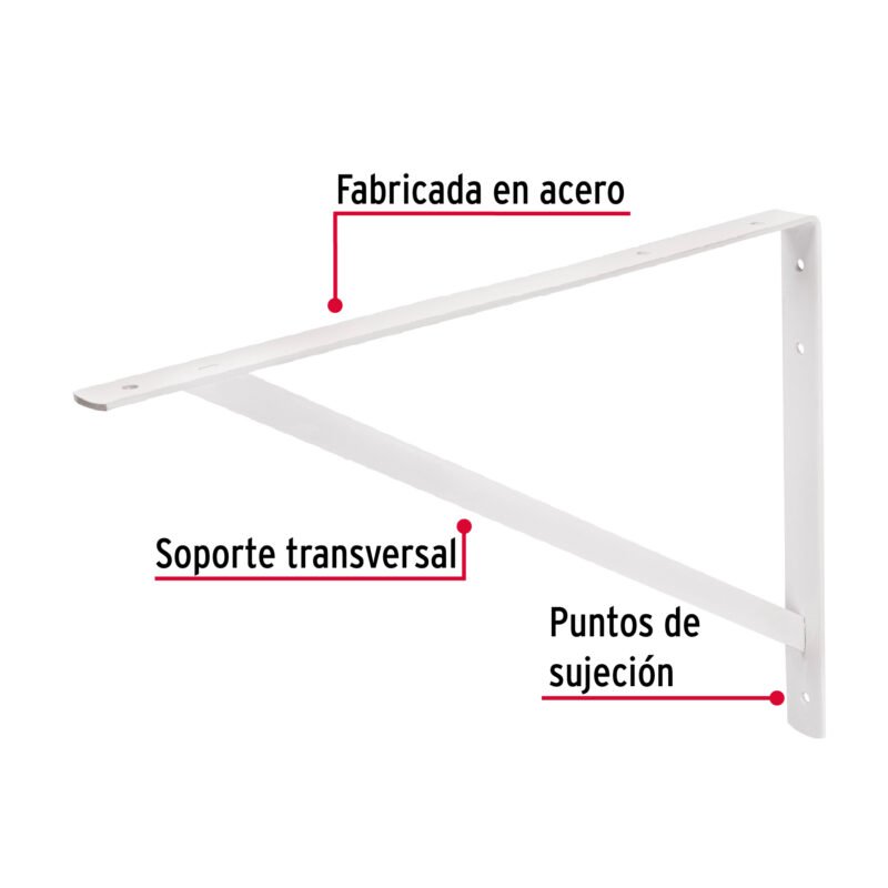 MER-20BFC1.jpg Código: 44672 Ménsula de acero reforzada blanca 13 x 20', Fiero MER-20B