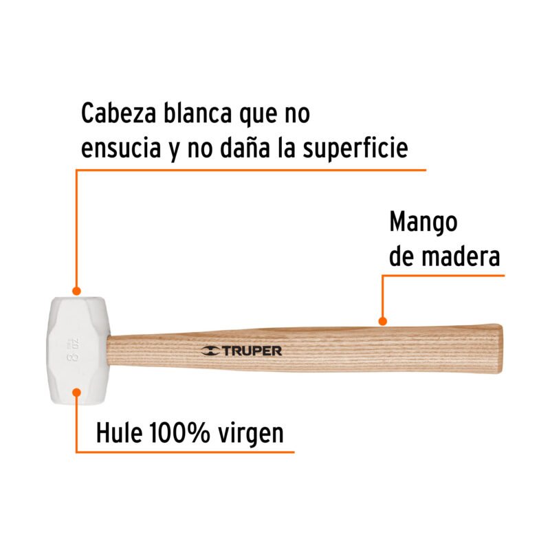 MH-8FC1.jpg Código: 16930 Mazo de hule 8 oz, Truper MH-8