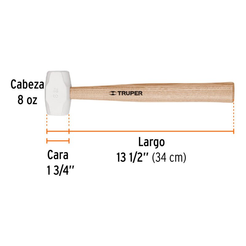 MH-8FC2.jpg Código: 16930 Mazo de hule 8 oz, Truper MH-8