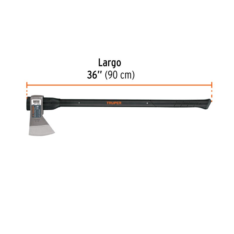 Código: 14968 Hacha media labor 3 lb, mango de fibra de vidrio 36', TRUPER ML-3M
