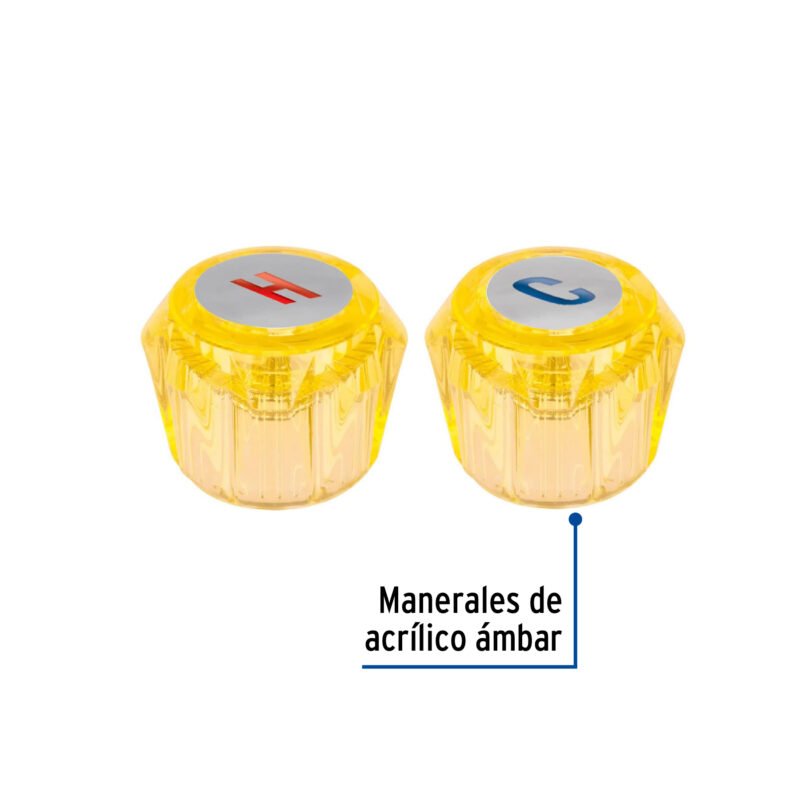 Código: 49457 Juego 2 manerales acrílico ámbar p/lavabo y fregadero, Basic MM-200A