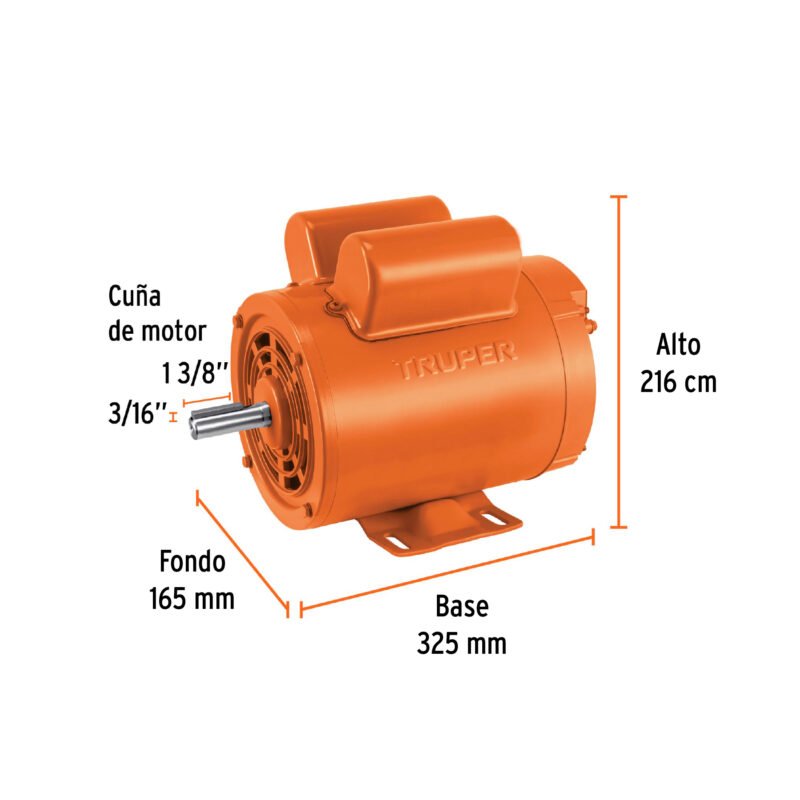 MOE-1BFC1.jpg Código: 102305 Motor eléctrico monofásico de 1 HP, baja velocidad, Truper MOE-1B