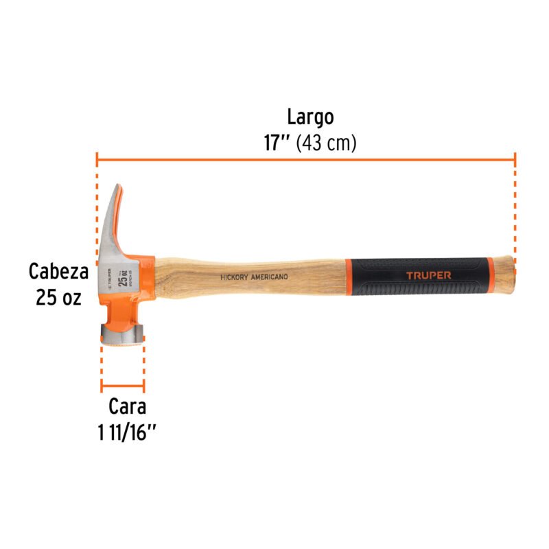MORCA-25FC2.jpg Código: 16863 Martillo 25 oz uña recta tipo California Ripper, Truper Grip MORCA-25