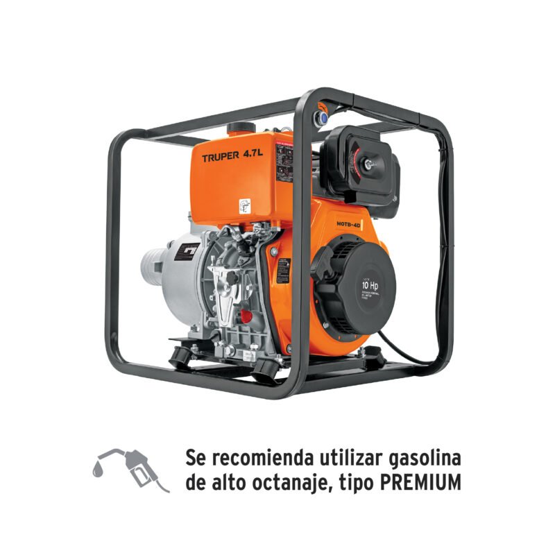 MOTB-4D.jpg Código: 102422 Motobomba autocebante 4'x4', diesel 10HP, agrícola, TRUPER MOTB-4D