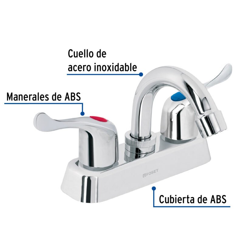 MP-050PFC1.jpg Código: 45512 Mezcladora 4' lavabo, ABS, cuello curvo, palanca, BASIC MP-050P