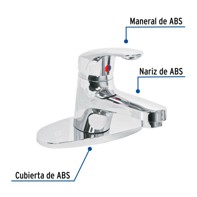 MP-420FC1.jpg Código: 49550 Monomando lavabo, ABS, nariz recta, con cubierta, BASIC MP-420