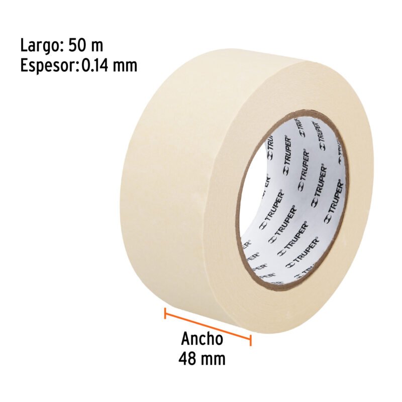 MSK-2FC2.jpg Código: 12593 Cinta masking tape de 2' x 50 m, Truper MSK-2