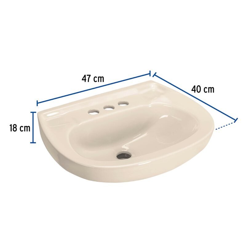 Código: 49356 Lavabo de porcelana con rebosadero, marfil, FOSET MUBA-10M