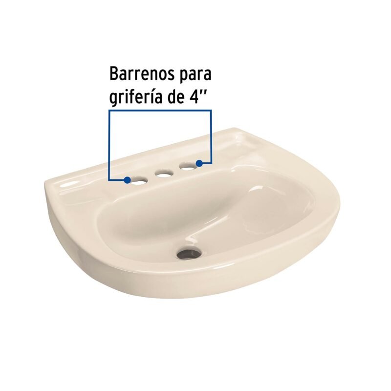 Código: 49356 Lavabo de porcelana con rebosadero, marfil, FOSET MUBA-10M