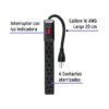 Código: 49860 Multicontacto 16 AWG doméstico económico 6 entradas, negro MUL-6EN