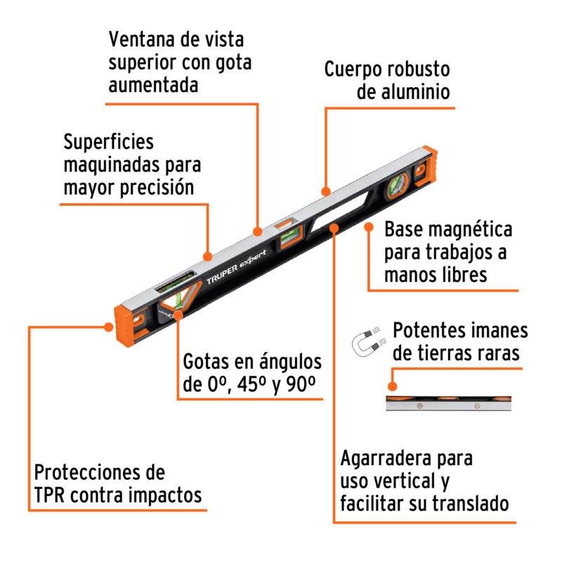 NP-24XFC1.jpg Código: 14626 Nivel profesional magnético de 24' c/protección TPR, Expert NP-24X