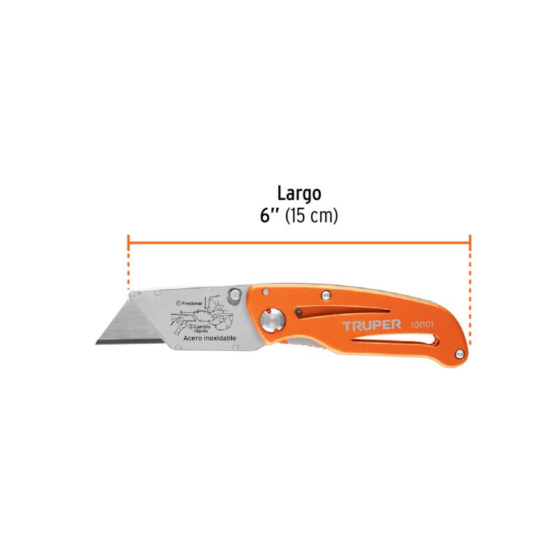 NV-6XFC2.jpg Código: 101101 Navaja abatible 6' cuerpo de aluminio y acero inox, Truper NV-6X
