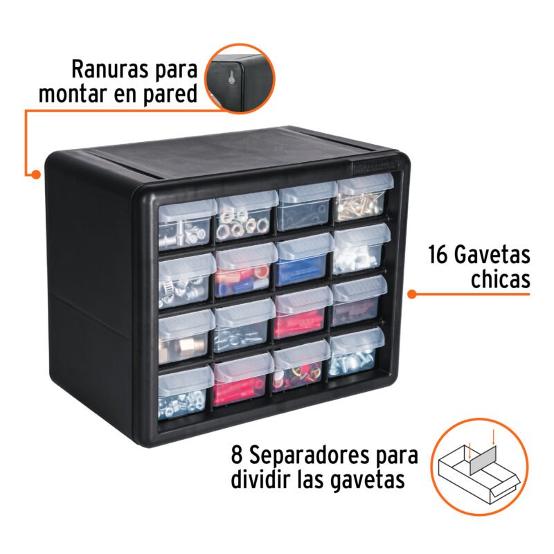 ORG-16FC1.jpg Código: 11851 Organizador con 16 gavetas, Truper ORG-16