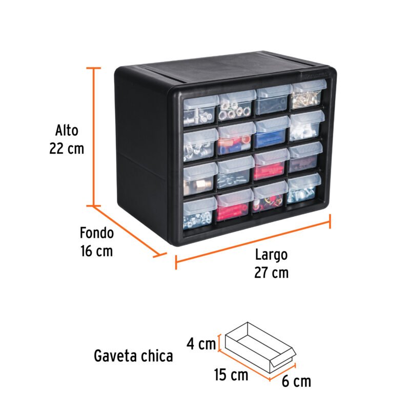 ORG-16FC2.jpg Código: 11851 Organizador con 16 gavetas, Truper ORG-16