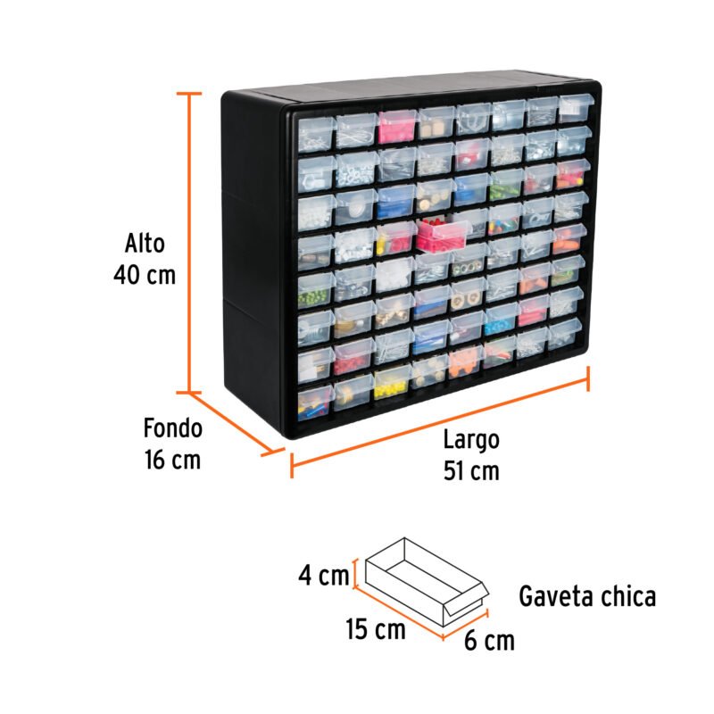 ORG-64FC2.jpg Código: 10895 Organizador con 64 gavetas, Truper ORG-64