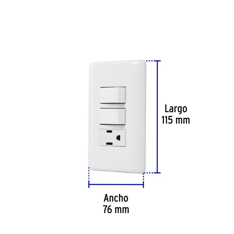 PA-APCO-B2FC2.jpg Código: 25081 Placa armada con contacto y 2 interruptores sencillos, Basic PA-APCO-B2