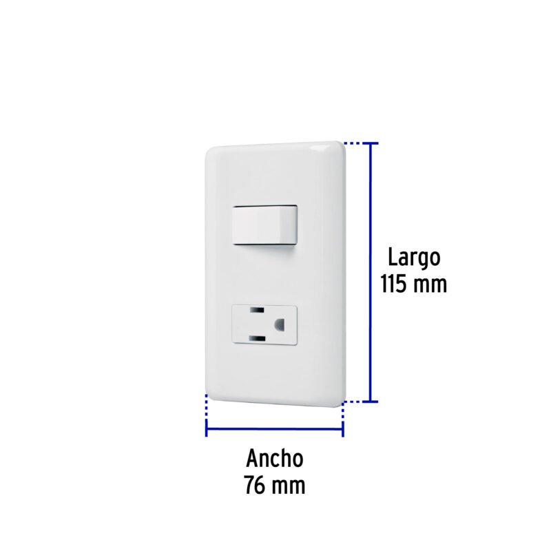 Código: 25077 Placa armada contacto e interruptor sencillo, Volteck Basic PA-APCO-B