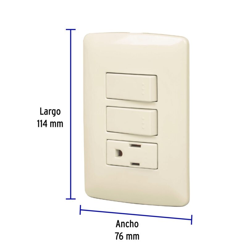 Código: 48667 Placa armada contacto 2 interruptores,marfil, línea Italiana PA-APCO-I2