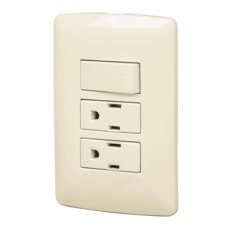 Código: 48668 Placa armada 2 contactos e interruptor,marfil,línea Italiana PA-APCO-I3