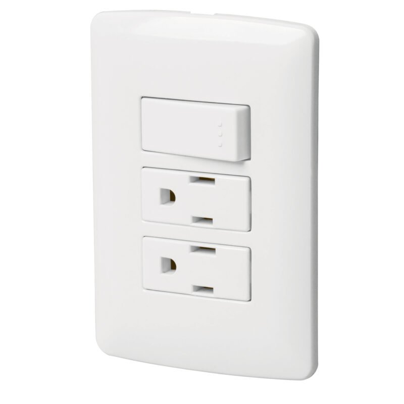 Código: 46457 Placa armada 2 contactos e interruptor,blanco,línea Italiana PA-APCO-I3B