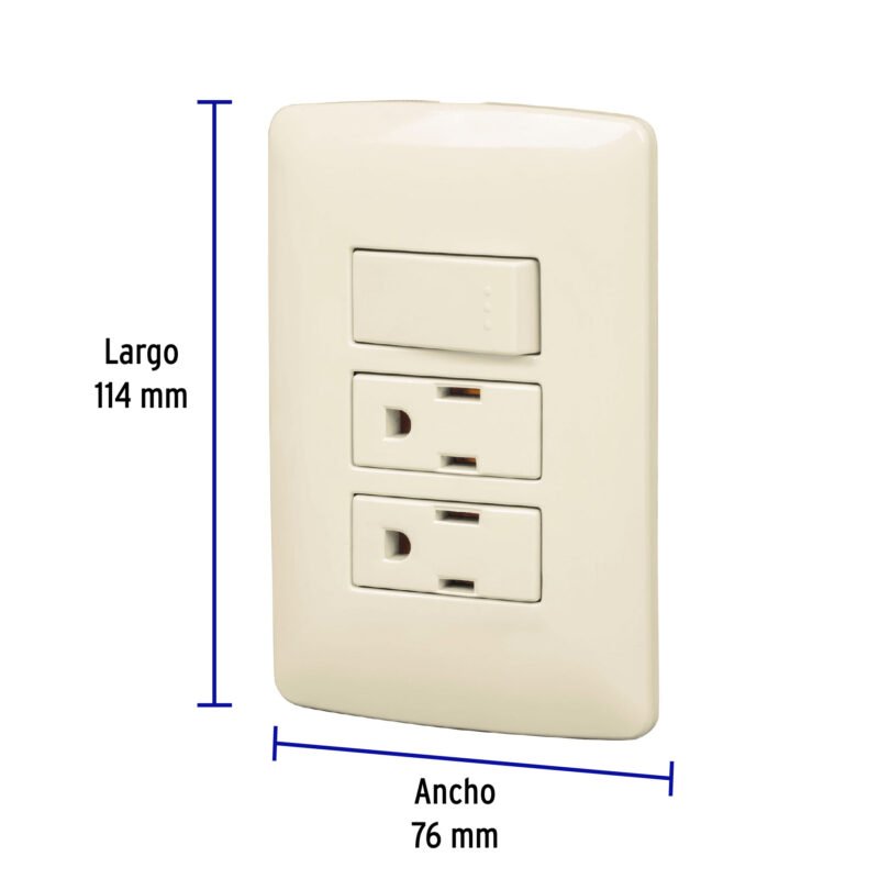 Código: 48668 Placa armada 2 contactos e interruptor,marfil,línea Italiana PA-APCO-I3