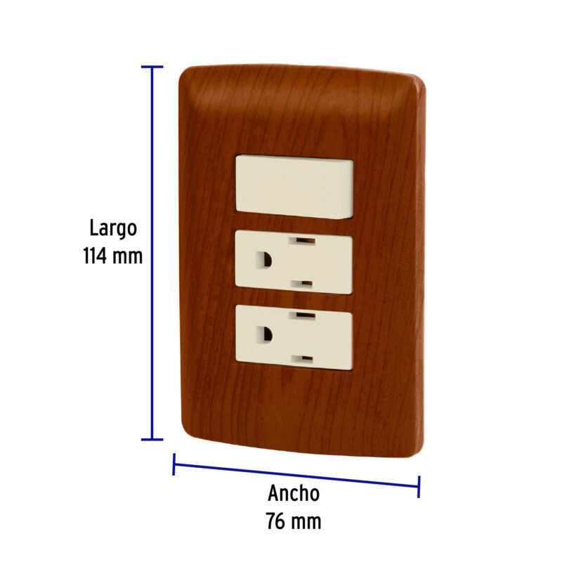 PA-APCO-I3MFC1.jpg Código: 49937 Placa armada 2 contactos e interruptor,madera,línea Italiana PA-APCO-I3M