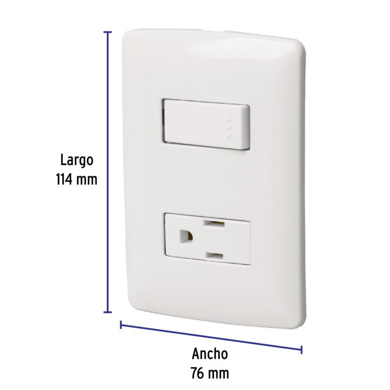Código: 46455 Placa armada contacto e interruptor, blanco, línea Italiana PA-APCO-IB