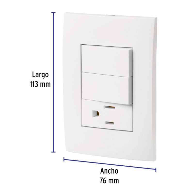 Código: 46488 Placa armada contacto y 2 interruptores, línea Oslo, blanco PA-APCO-O2B