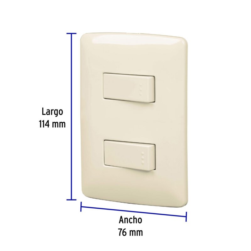 PA-APDO-IFC1.jpg Código: 48662 Placa armada 2 interruptores sencillos marfil,línea Italiana PA-APDO-I