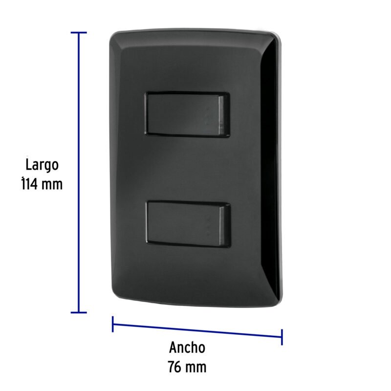 Código: 47597 Placa armada, 2 interruptores sencillos,negro,línea Italiana PA-APDO-IN