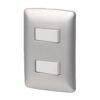 Código: 46479 Placa armada 2 interruptores sencillos plata, línea Italiana PA-APDO-IP