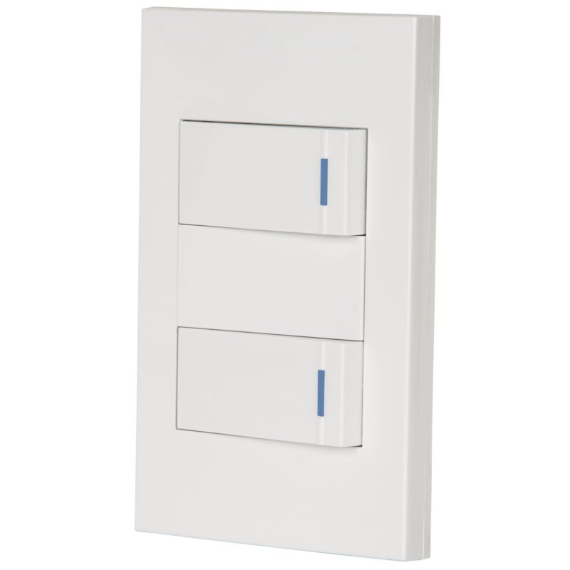 Código: 45602 Placa armada 2 interruptores 1de 3vías,1 mod,Española,blanco PA-APDO1-EEB