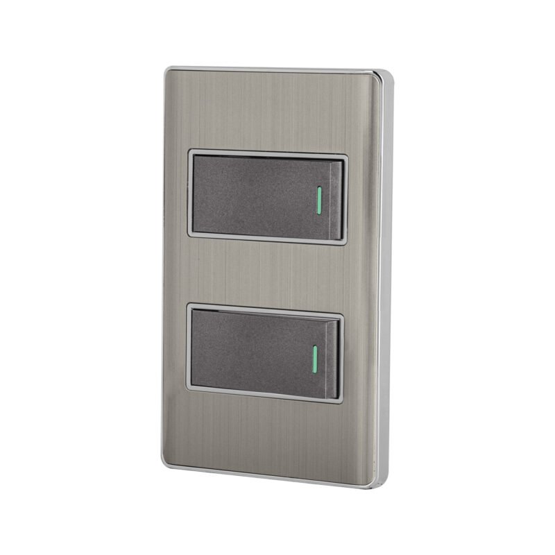 Código: 47834 Placa armada acero inox con 2 interruptores 1 módulo, Lisboa PA-APDO1-LA