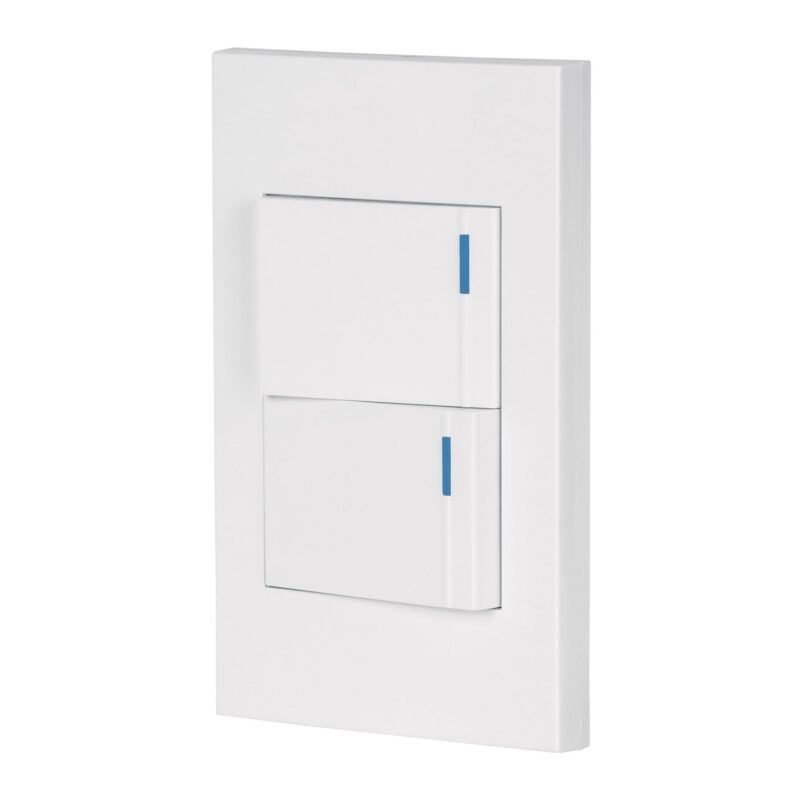Código: 45595 Placa armada 2 interruptores, 1.5 módulos, Española, blanco PA-APDO15-EB