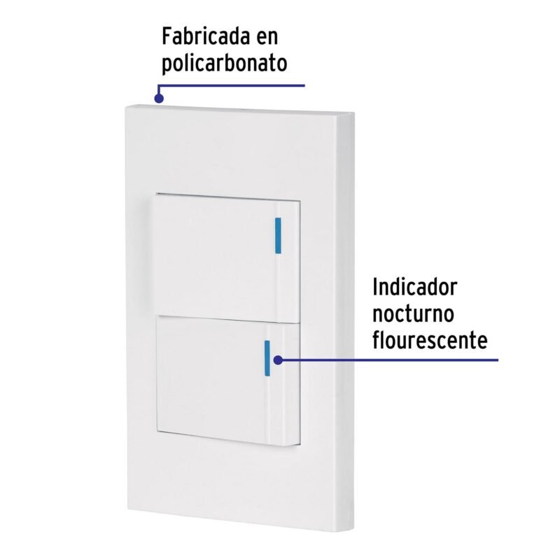 Código: 45595 Placa armada 2 interruptores, 1.5 módulos, Española, blanco PA-APDO15-EB