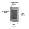 Código: 47840 Placa armada acero inox 2 interruptores 1.5 módulos, Lisboa PA-APDO15-LA