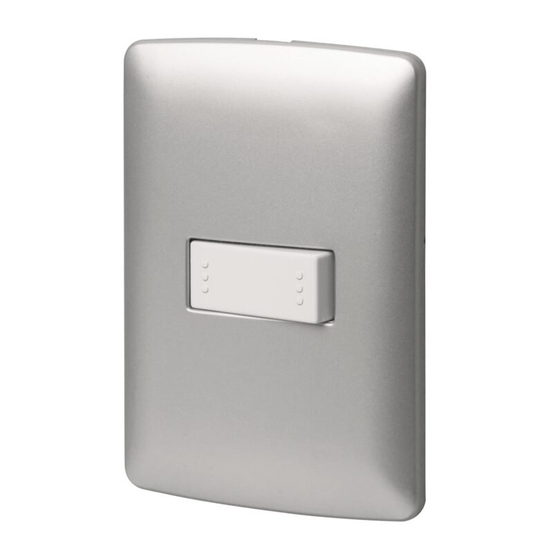 Código: 46478 Placa armada 1 interruptor escalera plata, línea Italiana PA-APSE-EIP