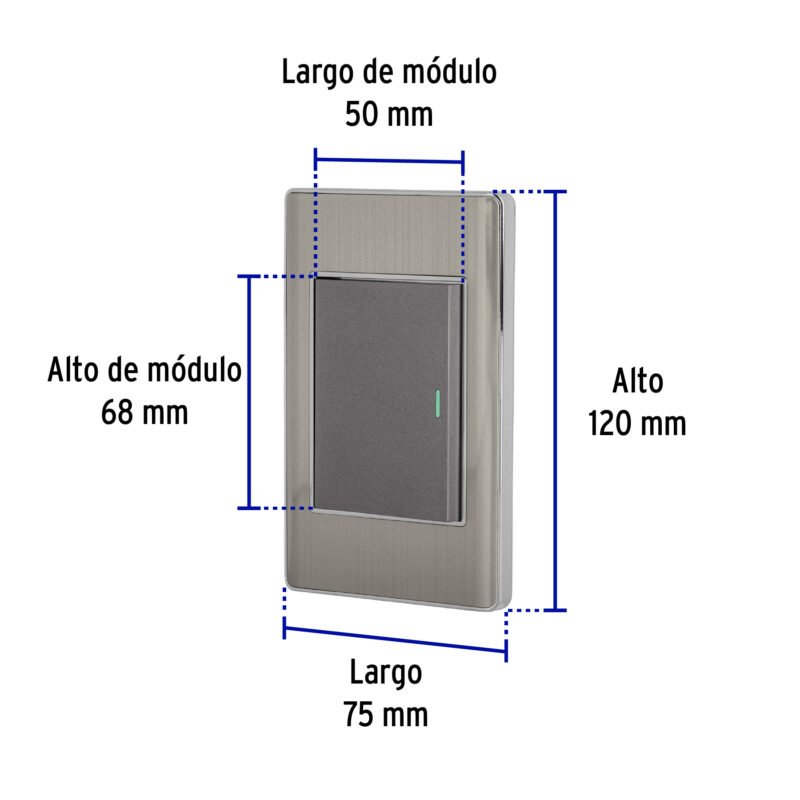 Código: 47842 Placa armada acero inox 1 interruptor 3 módulos, Lisboa PA-APSE3-LA